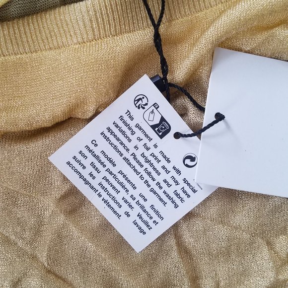 NWT METALLIC THREAD SEMI SHEER GOLDEN KNIT SKIRT - Picture 7 of 7